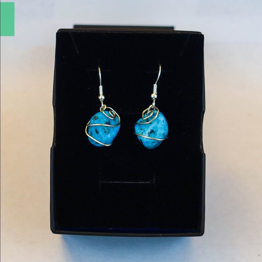 Handmade blue stone earrings
